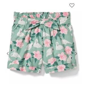 Like New, Janie and Jack Sage Flamingo Hibiscus Print Shorts, Size 5